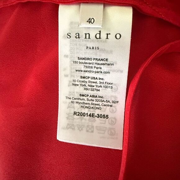 Sandro Womens Sheer Detachable Slip Ruffled Georgette Midi Dress Red Size 40 - Picture 15 of 16